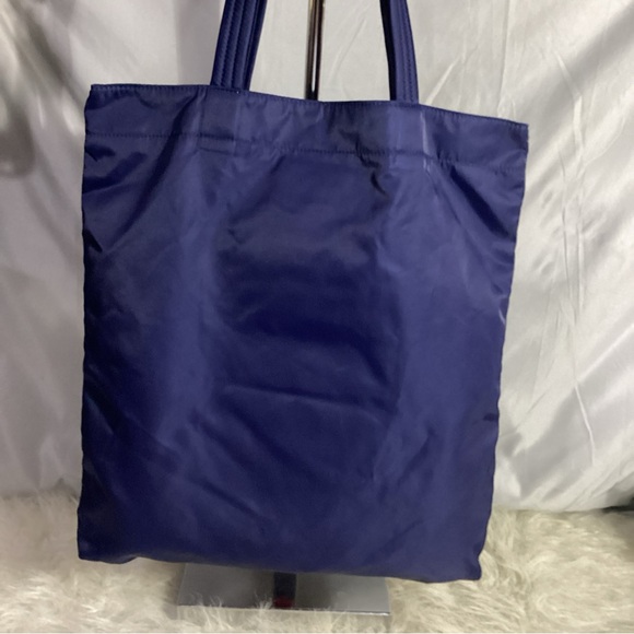 Anya Hindmarch Striped Smiley Wink Face Nylon Blue Tote Bag EUC - Picture 7 of 14
